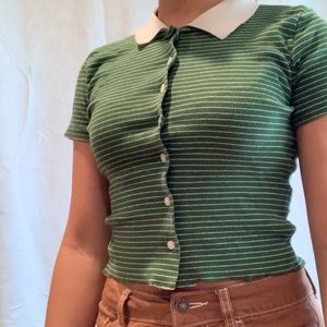 collared button up crop top